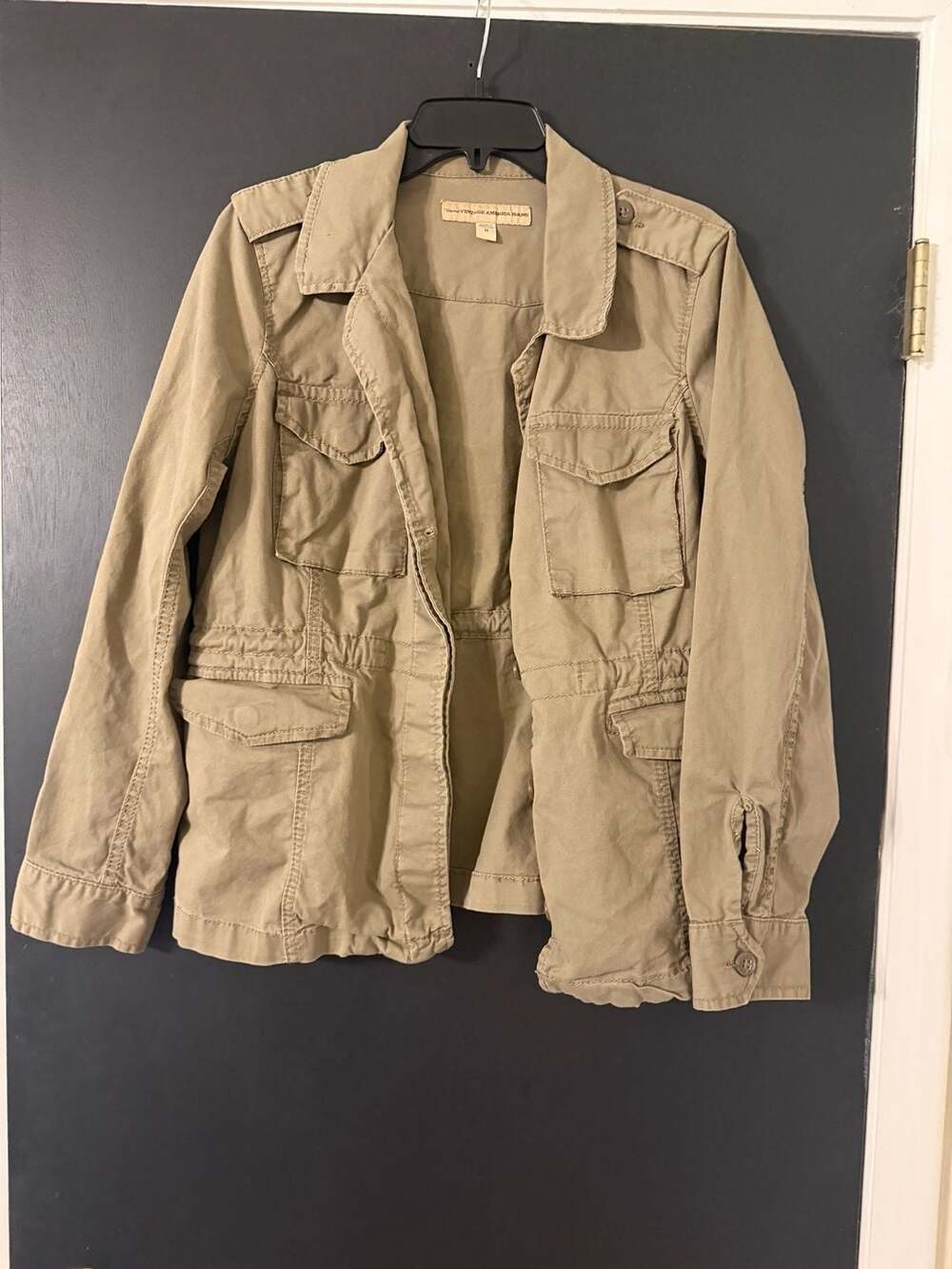 Nine West Vintage America Begonia Jacket Size M Khaki Utility Cargo - Picture 2 of 6